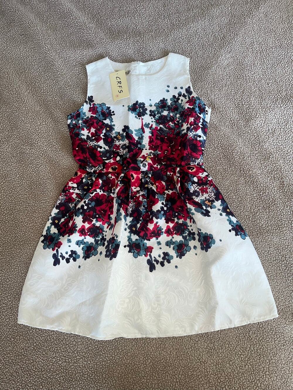 NWT Boutique Sleeveless Dress White and Red Floral Sz M
